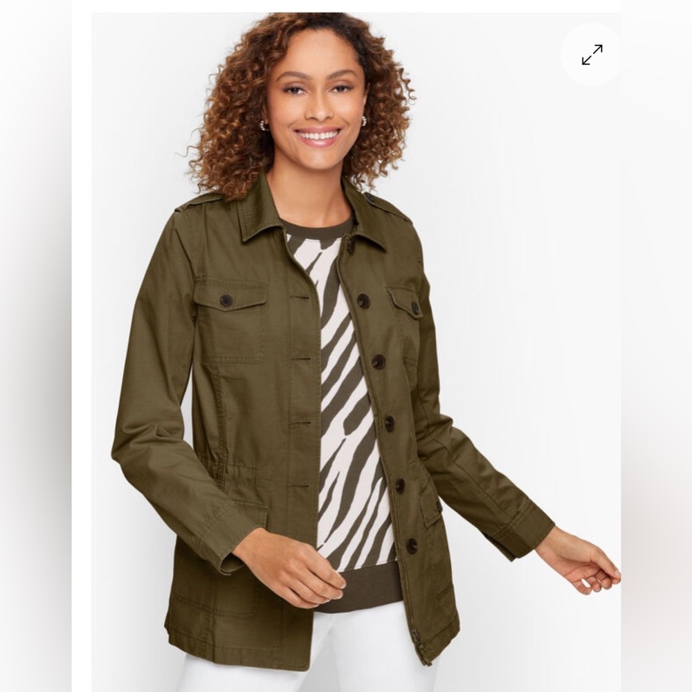 Talbots army green utility twill field jacket